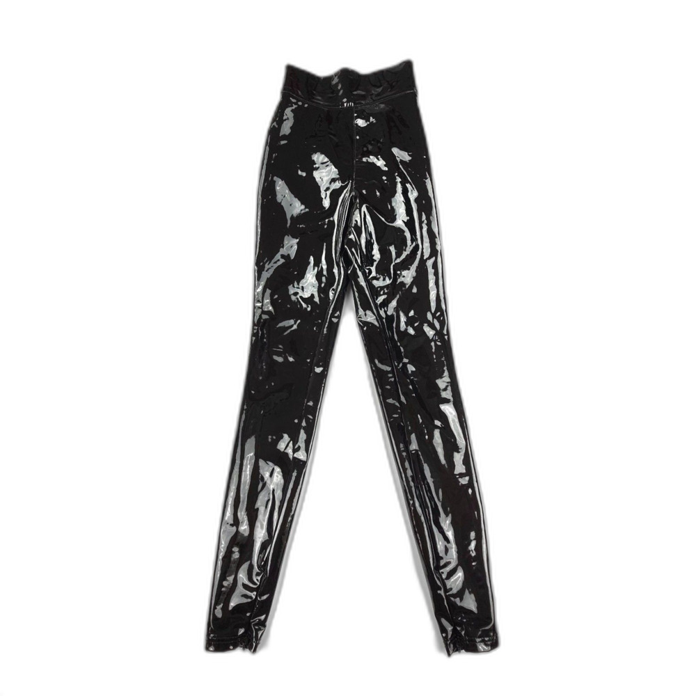 HOUSE of CB Harmony Vinyl black patent ultra high waisted trousers Edgy Y2k Moto